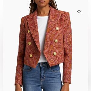 NWT L'AGENCE Lila Jacquard Blazer - Burnt Umber/Red Paisley